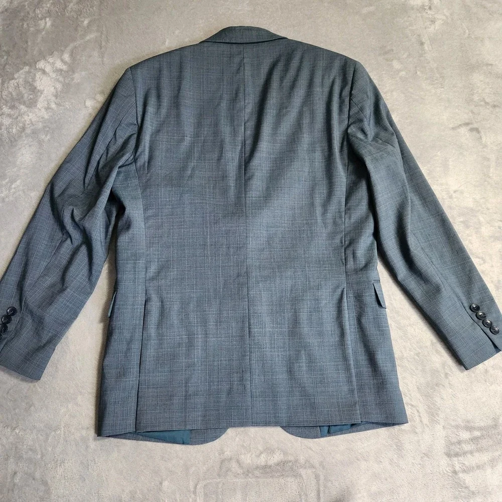 New Nordstrom Trim Fit Blazer Zignone Italian Virgin Wool Blue Glen Plaid 40R